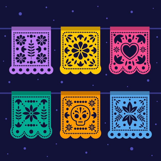 Colección mexicana del empavesado en diferentes colores