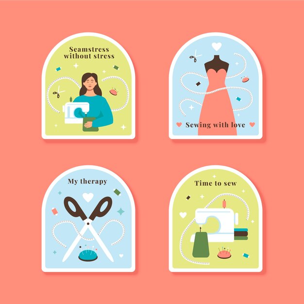 Colección mínima de etiquetas de costurera