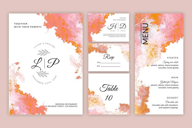 Colección mínima de papelería de boda