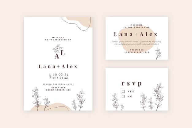 Colección mínima de papelería de boda