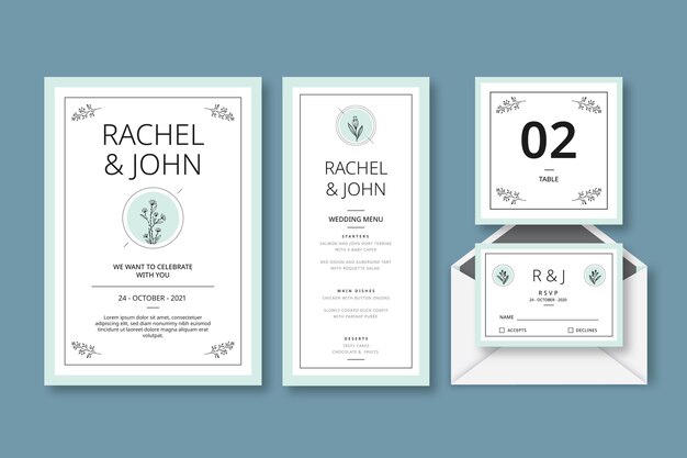 Colección mínima de papelería de boda