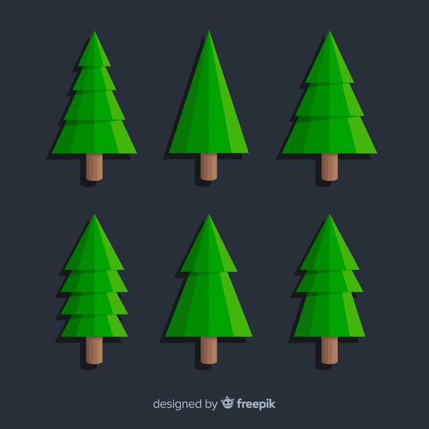 Colección minimalista de árboles verdes navideños