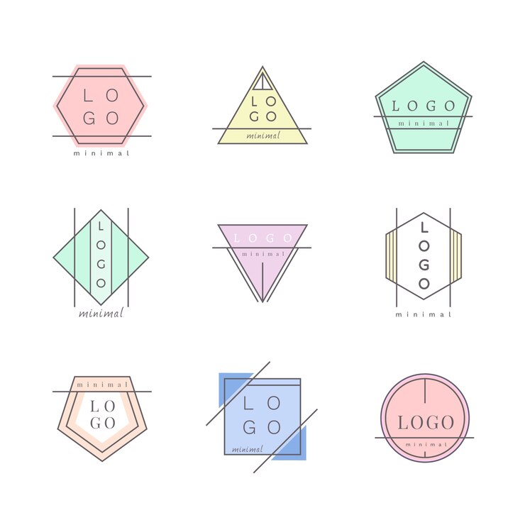 Vector gratuito colección minimalista de logotipos con colores pastel
