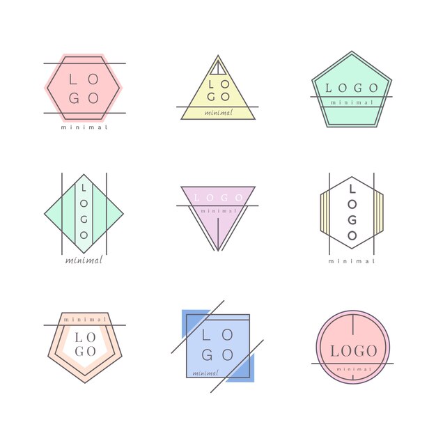 Colección minimalista de logotipos con colores pastel
