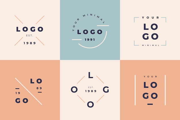 Vector gratuito colección minimalista de logotipos con colores pastel