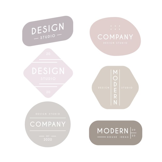 Colección minimalista de logotipos con colores pastel