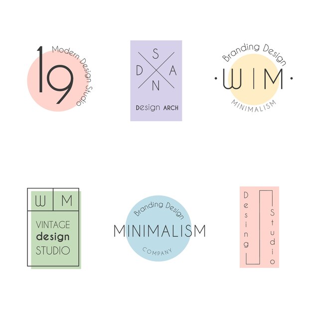 Colección minimalista de logotipos con colores pastel