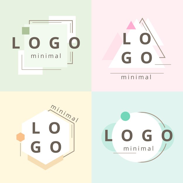 Colección minimalista de logotipos con colores pastel