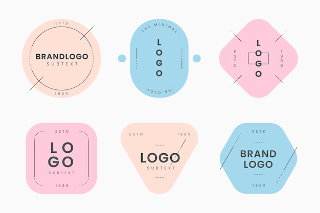 Vector gratuito colección minimalista de logotipos con colores pastel