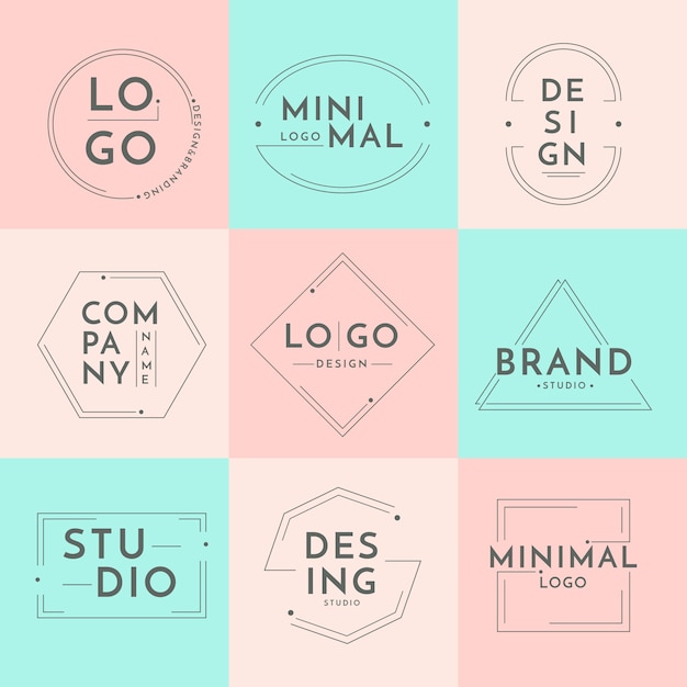 Vector gratuito colección minimalista de logotipos con colores pastel