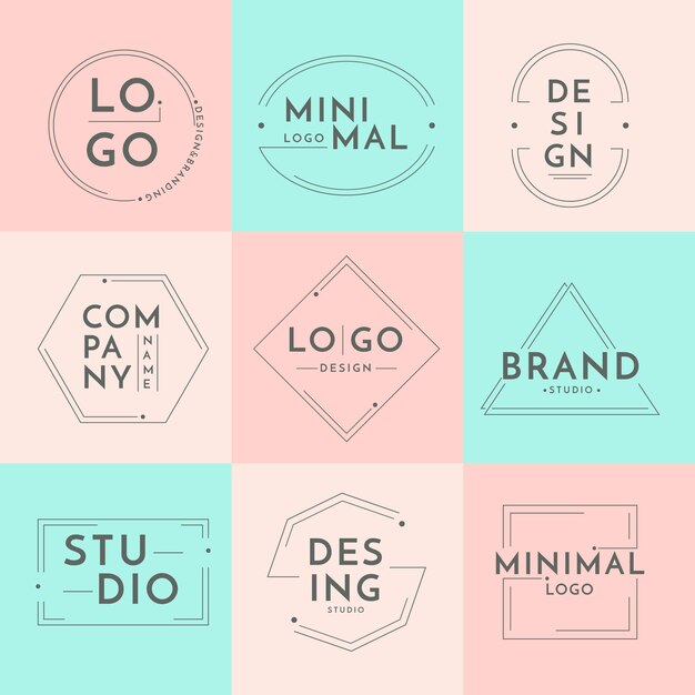 Colección minimalista de logotipos con colores pastel