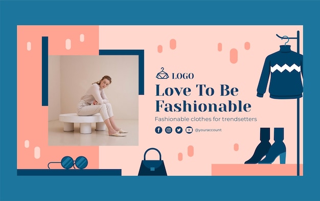 Colección de moda de diseño plano publicación de facebook