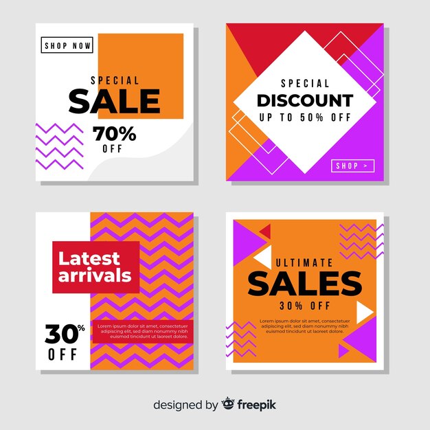 Colección moderna de banners de ventas para redes sociales