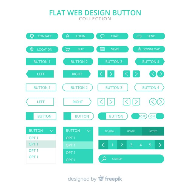 Colección moderna de botones para diseño web con diseño plano