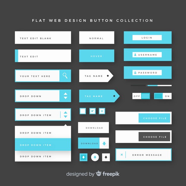 Colección moderna de botones para diseño web con diseño plano