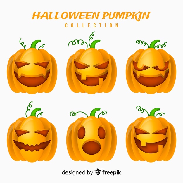 Colección moderna de calabazas de halloween con diseño realista