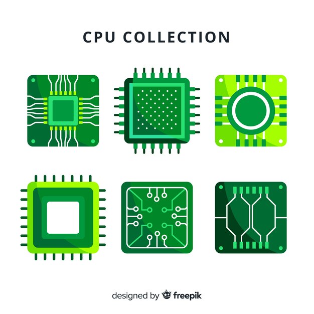 Colección moderna de cpus con diseño plano