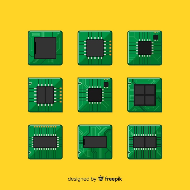 Colección moderna de cpus con diseño plano