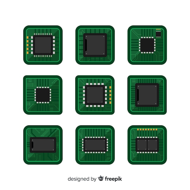 Colección moderna de cpus con diseño plano