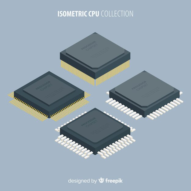 Colección moderna de cpus con vista isométrica