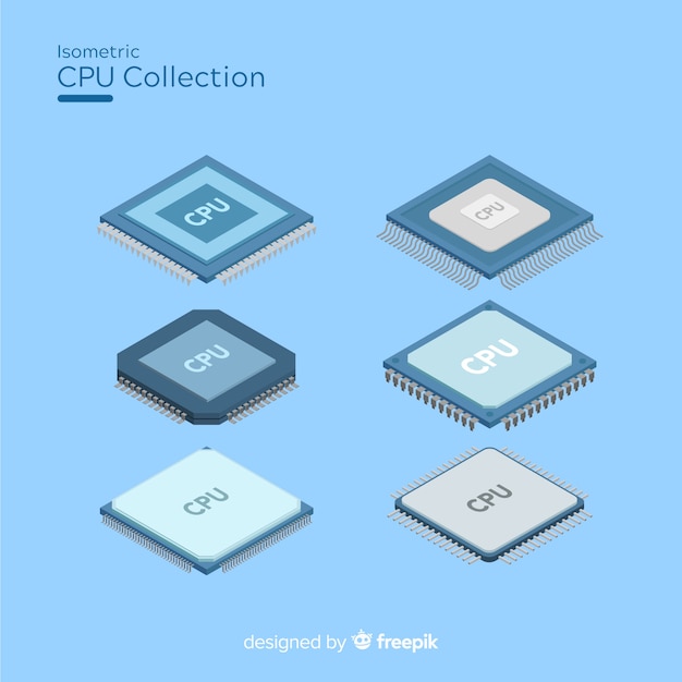 Colección moderna de cpus con vista isométrica