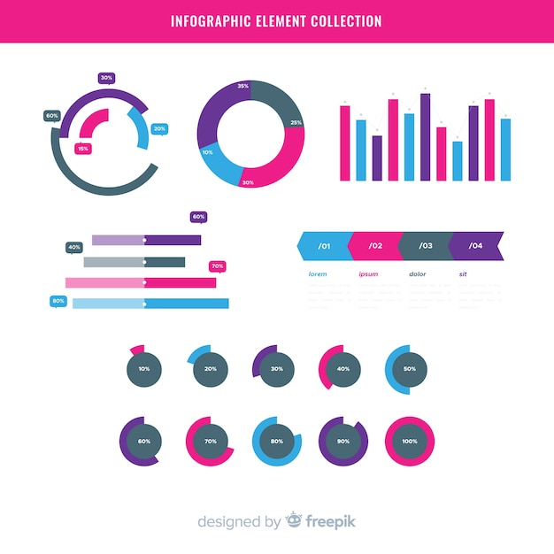 Vector gratuito colección moderna de elementos de infografía con diseño plano