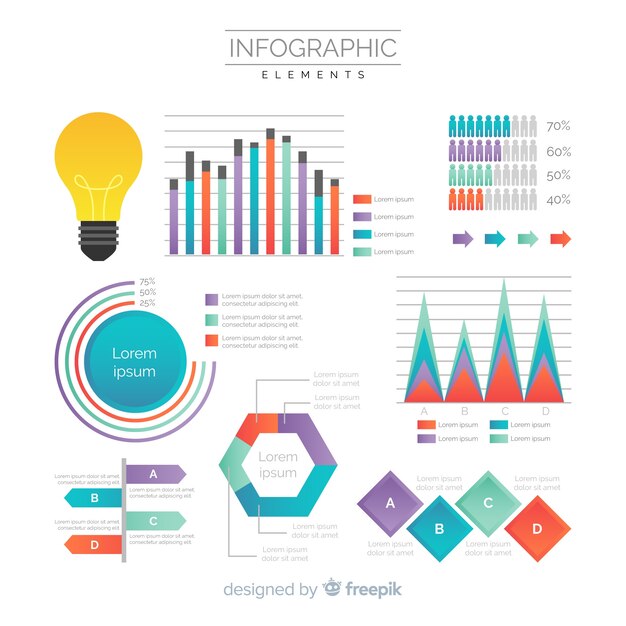 Colección moderna de elementos de infografía con estilo de degradado