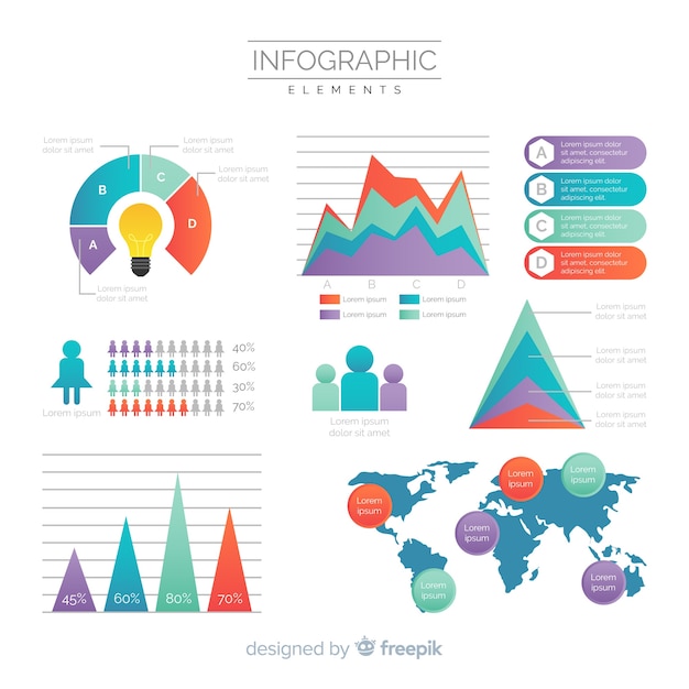 Colección moderna de elementos de infografía con estilo de degradado