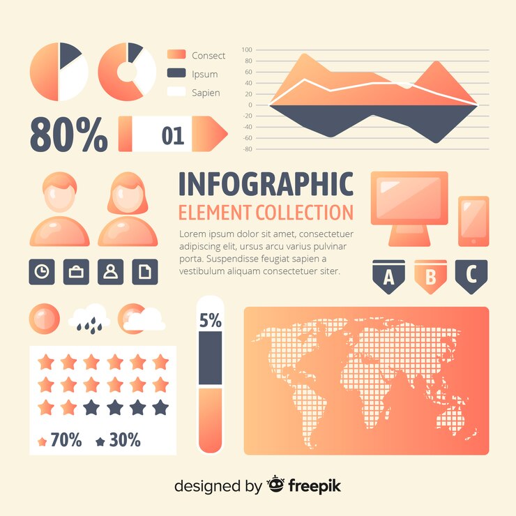Vector gratuito colección moderna de elementos de infografía con estilo de degradado