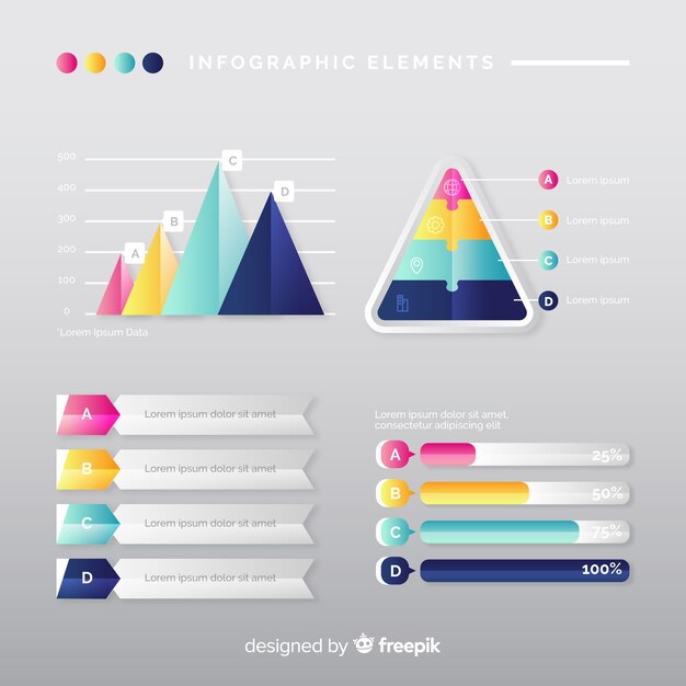 Colección moderna de elementos de infografía con estilo de degradado