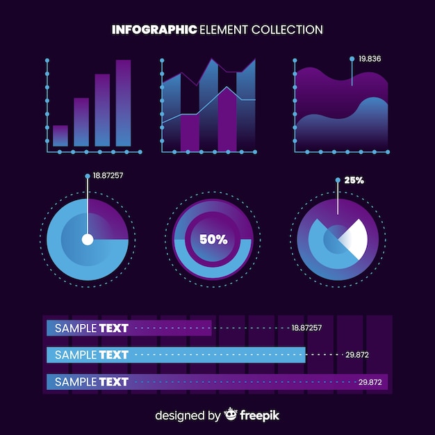 Colección moderna de elementos de infografía con estilo de degradado