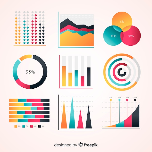 Colección moderna de elementos de infografía con estilo de degradado