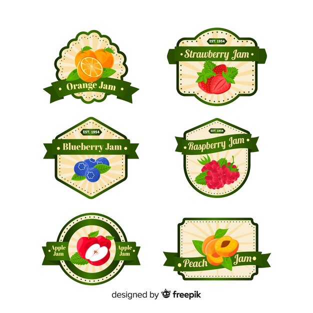 Colección moderna de etiquetas de fruta