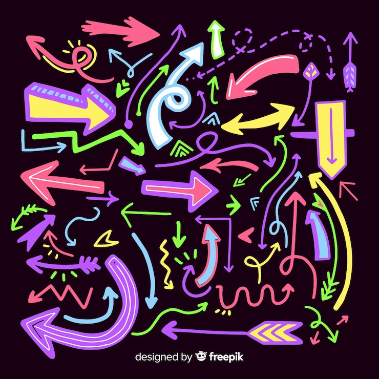 Vector gratuito colección moderna de flechas dibujadas a mano