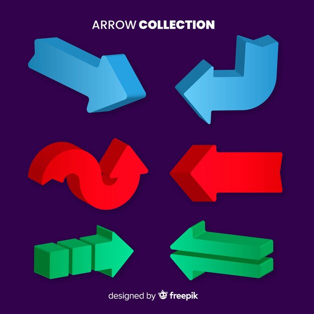 Colección moderna de flechas con estilo de 3d