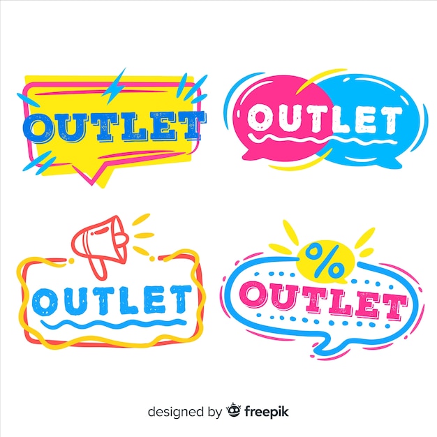 Colección moderna de insignias de outlet con diseño plano