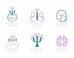 Vector gratuito colección moderna de logotipos planos de salud mental