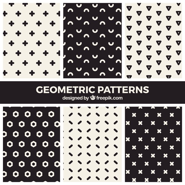 Colección moderna de patrones geométricos en blanco y negro
