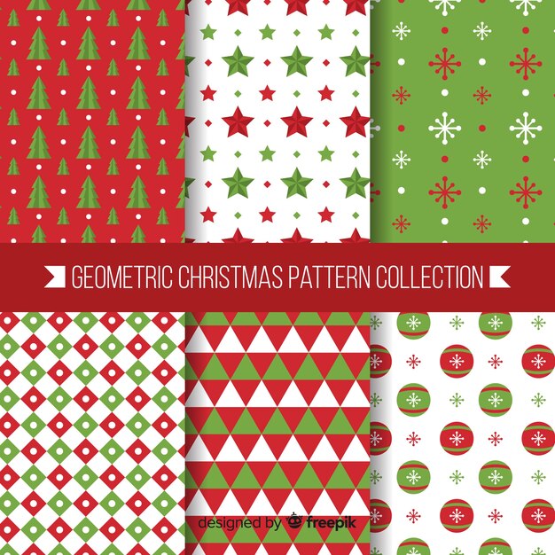 Colección moderna de patrones de navidad con diseño geométrico