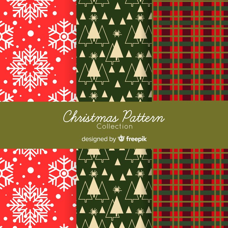 Vector gratuito colección moderna de patrones de navidad con diseño geométrico