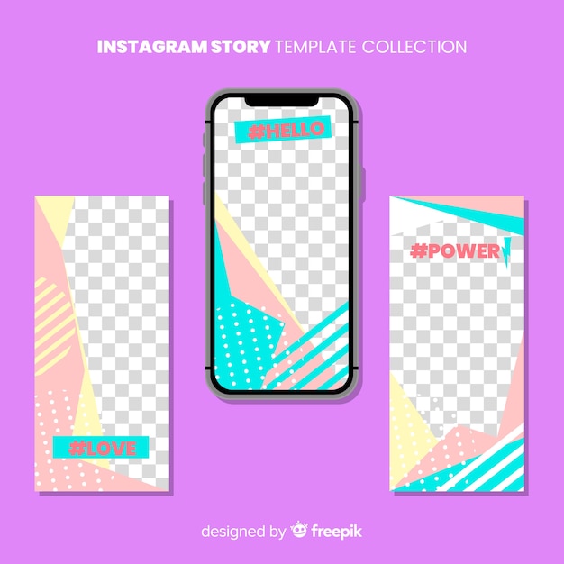 Vector gratuito colección de moderna de plantillas de stories de instagram