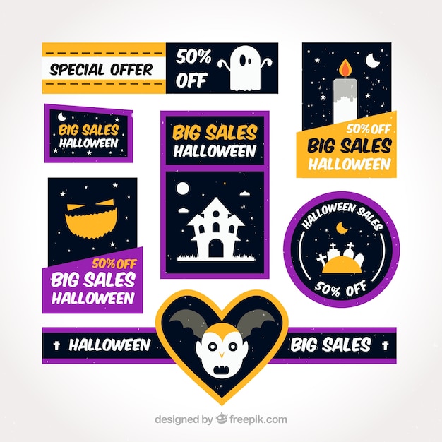 Vector gratuito colección de modernas pegatinas de halloween