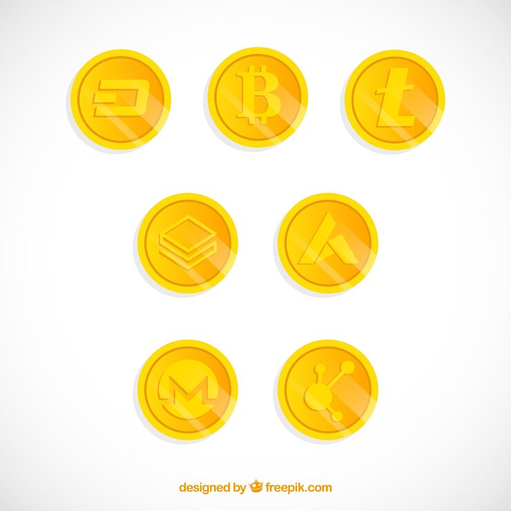 Vector gratuito colección de monedas de criptomoneda