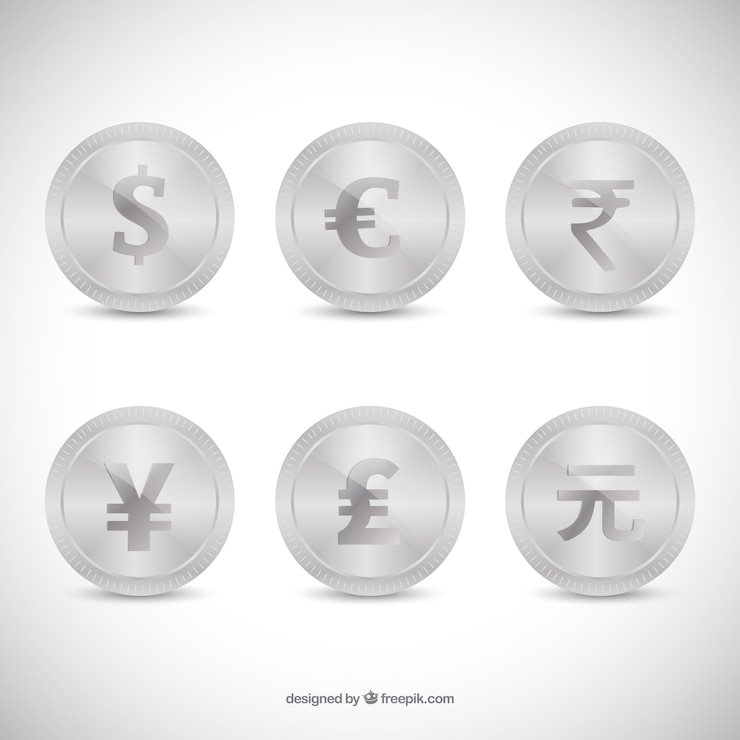 Vector gratuito colección monedas de plata