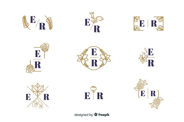 Colección de monogam de lujo para bodas ornamentales