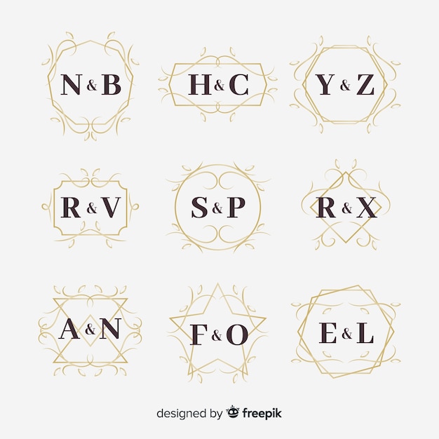 Colección de monograma de boda ornamental