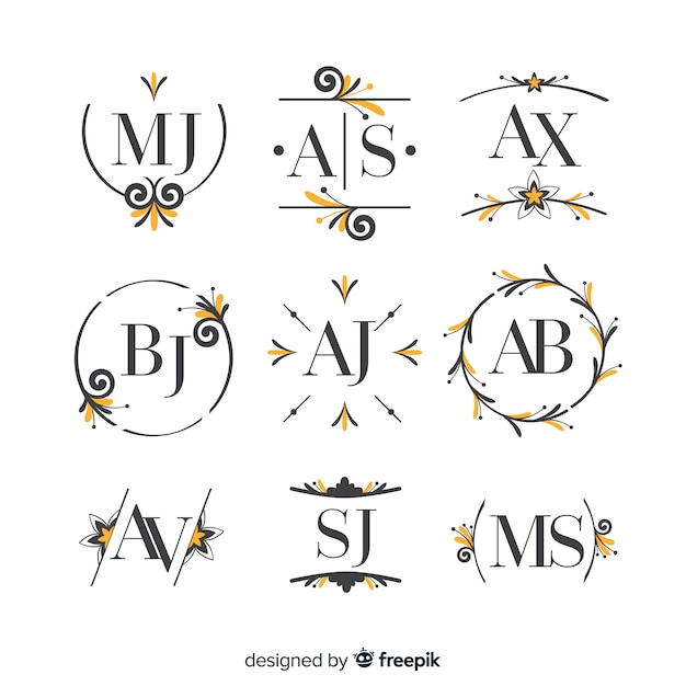 Colección de monograma de boda ornamental