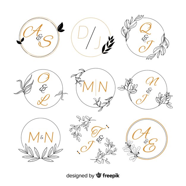 Colección de monograma de boda ornamental