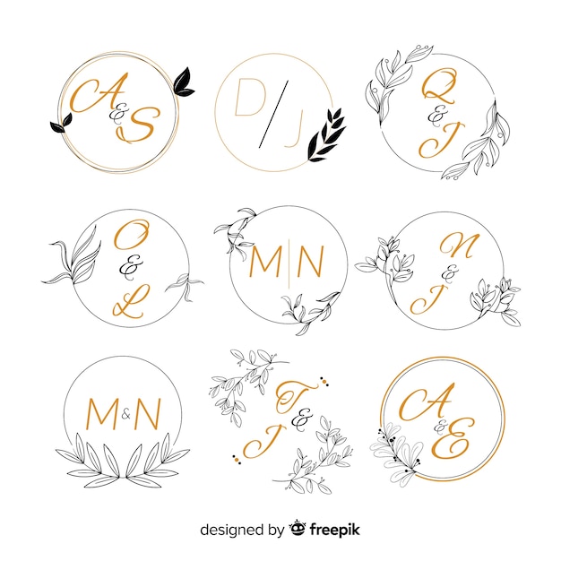 Colección de monograma de boda ornamental