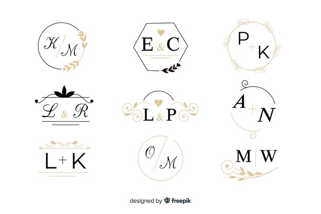 Colección de monograma de boda ornamental